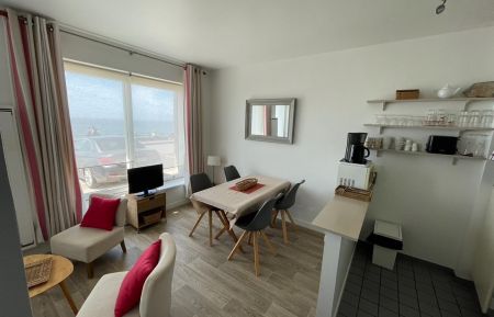 Furnished n&deg;H1418 Ambleteuse - Pas-de-Calais - rez sur digue de mer - coin living - cuisine